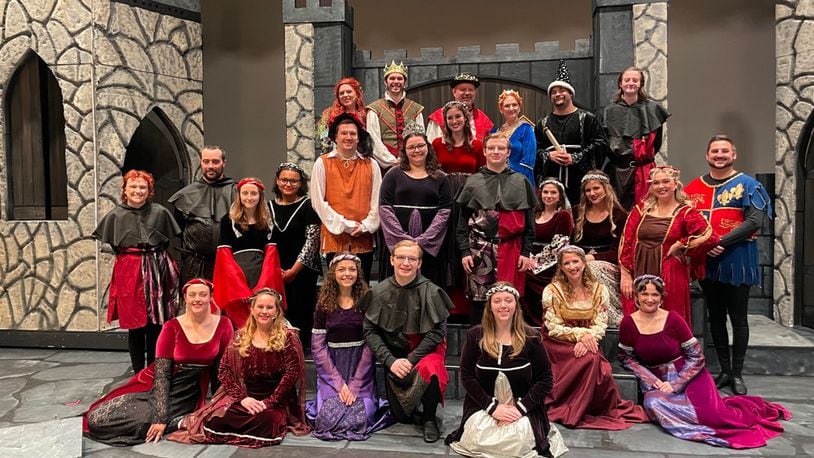 The cast of Encore Community Theatre's "Once Upon A Mattress" is seen at rehearsal July 17, 2023. Shows are Thursday, Friday and Saturday at Miami University Hamilton's Parrish Auditorium. CONTRIBUTED