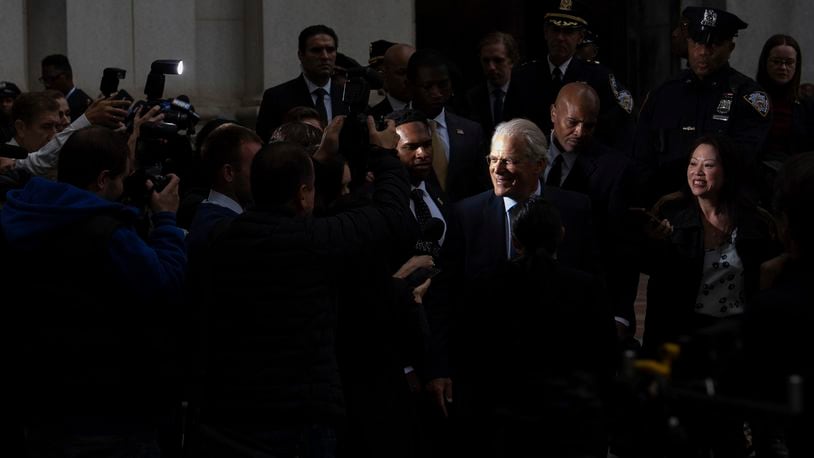 Bruce Altman films an episode of Law & Order, Friday, Sept. 27, 2024, in New York. (AP Photo/Julia Demaree Nikhinson)