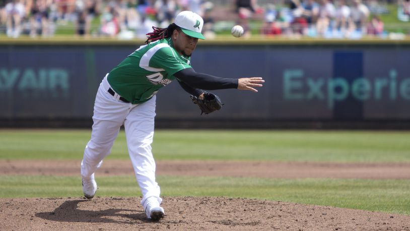 Reds starter Luis Castillo pitched 2 1/3 innings for the Dragons on Sunday in his first rehab start. He struck out four, walked three and allowed two hits and one run. Jeff Gilbert/CONTRIBUTED