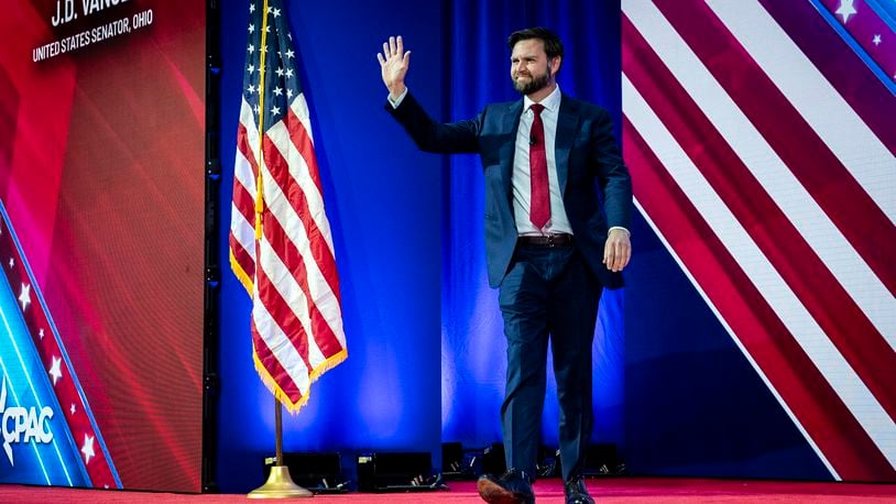 
                        FILE — Sen. J.D. Vance (R-Ohio) arrives to speak at the Conservative Political Action Conference in National Harbor, Md., on Feb. 23, 2024. Former President Donald Trump has chosen Vance to be his running mate, wagering that the young senator will bring fresh energy to the Republican ticket and ensure that the movement Trump began nearly a decade ago can live on after him. (Haiyun Jiang/The New York Times)
                      