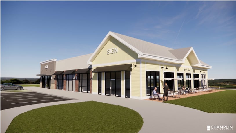 This is a rendering of a new 7,532 square-foot multi-use building for Springboro's Wright Station. This will be fourth building in the development located at the intersection of Ohio 741 and Ohio 73. Part of the building has been leased for a dental office and the other half will house The Breakfast Club. CONTRIBUTED/CITY OF SPRINGBORO