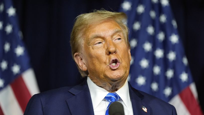 Republican presidential nominee former President Donald Trump speaks at campaign event at Discovery World, Friday, Oct. 1, 2024, in Milwaukee. (AP Photo/Alex Brandon)