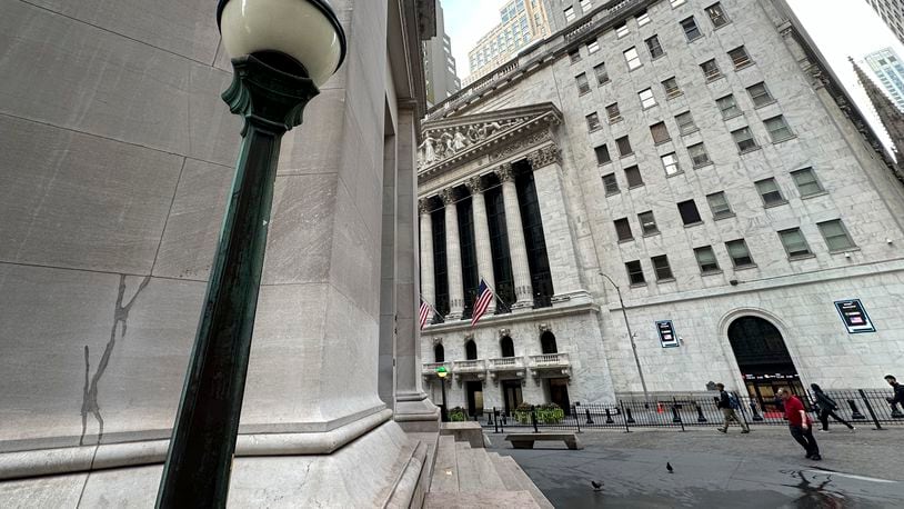 FILE - The New York Stock Exchange, at rear, is shown on Sept. 24, 2024, in New York. (AP Photo/Peter Morgan, File)