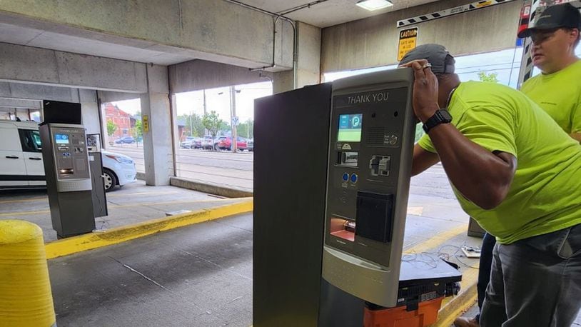 Installation of a fully automated system in the Butler County Government Services Center parking garage was completed this summer. Nick Graham/STAFF