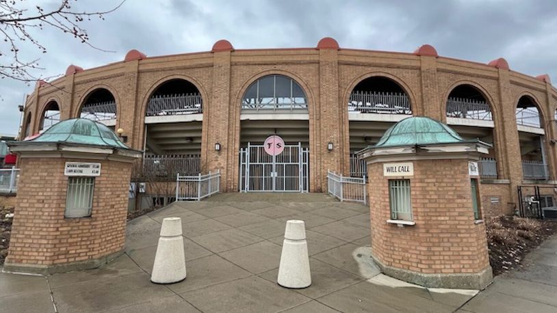 Akron's Firestone Stadium is home to the annual high school softball state tournament. But it opened in July 1925 with a visit from the Reds for an exhibition baseball game against the Firestone Non-Skids. Mike Dyer/CONTRIBUTED