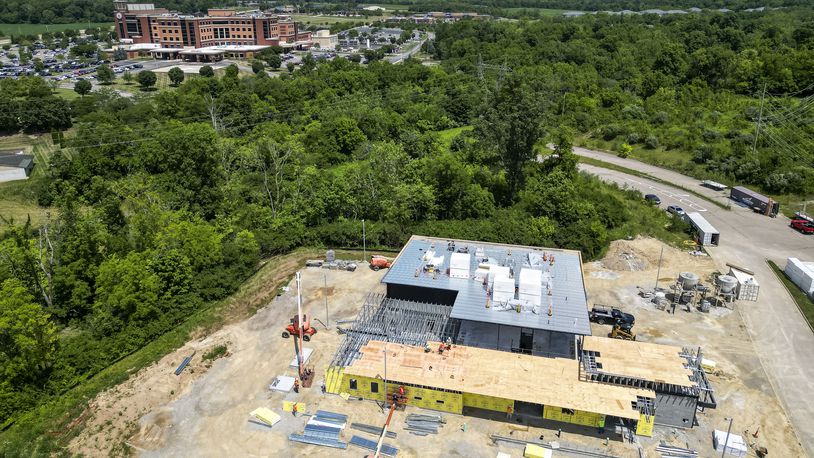 Construction continues on the new Middletown Fire Station 82 on Ohio 122 near Atrium Medical Center Monday, July 8, 2024 in Middletown. NICK GRAHAM/STAFF