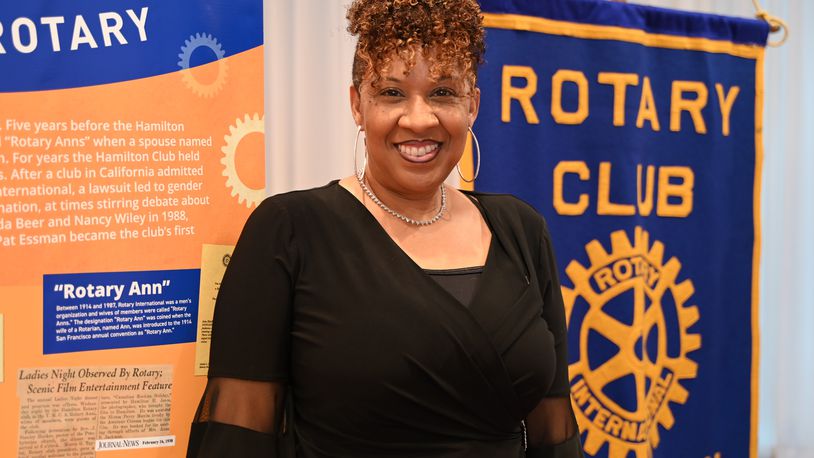 Flora Butler became the first African-American woman to be the president of the Hamilton Rotary Club, which began in 1919. Pictured is Butler at the installment ceremony on Thursday, June 20, 2024, at the Fitton Center for Creative and Performing Arts in Hamilton, Ohio. MICHAEL D. PITMAN/STAFF