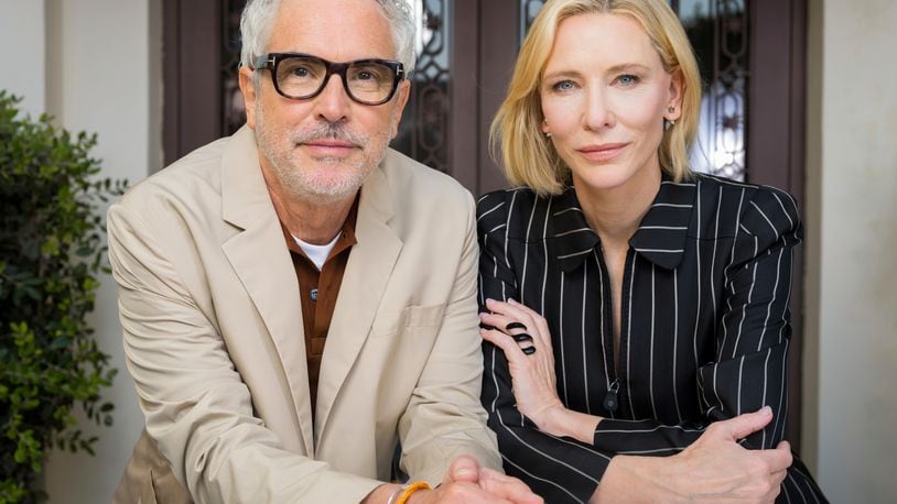 Director Alfonso Cuaron, left, and Cate Blanchett pose for portraits to promote the Apple TV series "Disclaimer" during the 81st edition of the Venice Film Festival in Venice, Italy, on Friday, Aug. 30, 2024. (Photo by Vianney Le Caer/Invision/AP)