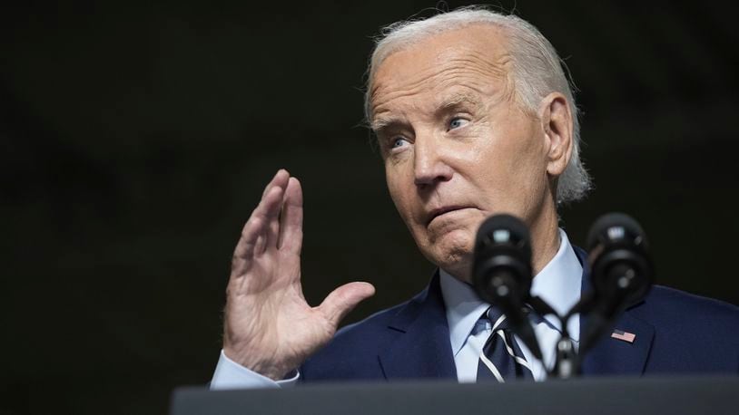 President Joe Biden speaks at an event at the Milwaukee Department of Public Works in Milwaukee, Tuesday, Oct. 8, 2024, to discuss his administration's progress in replacing lead pipes in Wisconsin and across the country. (AP Photo/Susan Walsh)