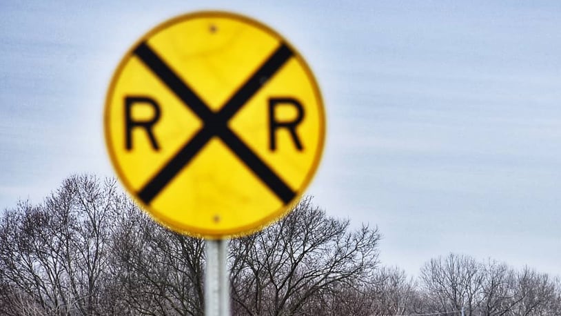 A railroad crossing sign. NICK GRAHAM