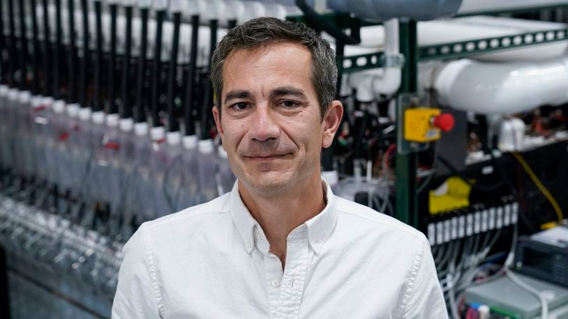 FILE - Mateo Jaramillo, CEO and co-founder of Form Energy, poses for a photograph inside the company's lab, June 8, 2023, in Berkeley, Calif. (AP Photo/Godofredo A. Vásquez, File)