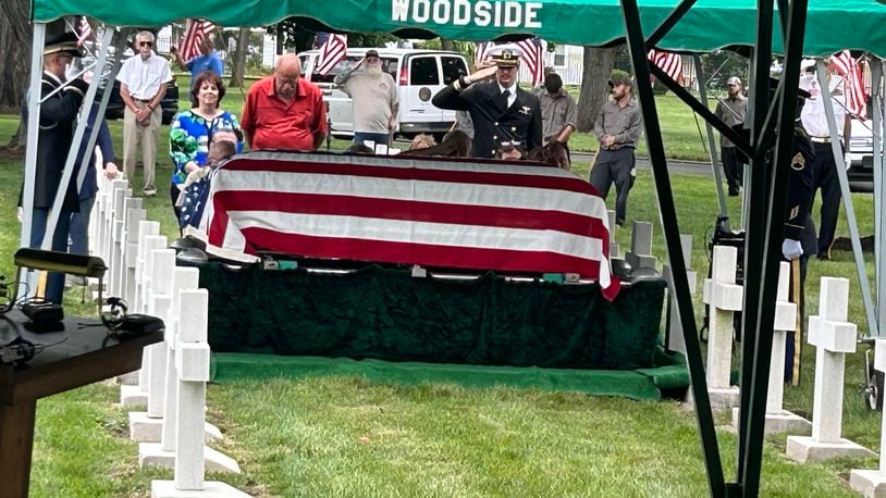 Lt. Dan Corson, who was killed 82 years ago when his plane was shot down during World War II. was buried Wednesday at Woodside Cemetery in his hometown of Middletowmn. RICK McCRABB/CONTRIBUTOR