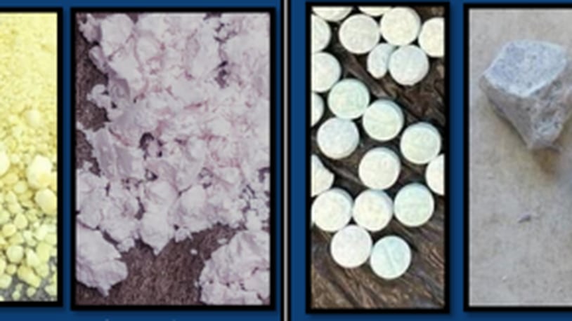 The Ohio Narcotics Intelligence Center issued a public safety bulletin on Aug. 22, 2024, warning of an increase in tranq-dope and benzo-dope mixtures in the state. Photo courtesy the Columbus Police Division Crime Laboratory and the Hamilton County Coroner's Crime Laboratory.