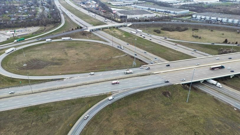 The Ohio Dept. of Transportation announced the region's road projects on Monday. In this photo, traffic is seen from southwest corner of the I-75 and I-275 interchange. NICK GRAHAM/STAFF