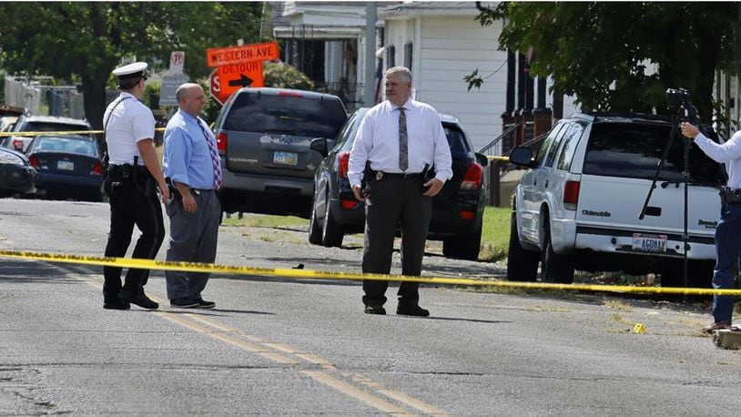 Two men were shot Tuesday afternoon on Ross Avenue in Hamilton. NICK GRAHAM/STAFF
