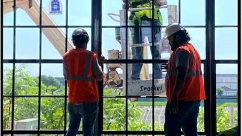 This photo shows what the large, historic-looking windows will look like at Spooky Nook Sports Champion Mill, reflecting the original ones that were at the Champion Paper mill. PROVIDED