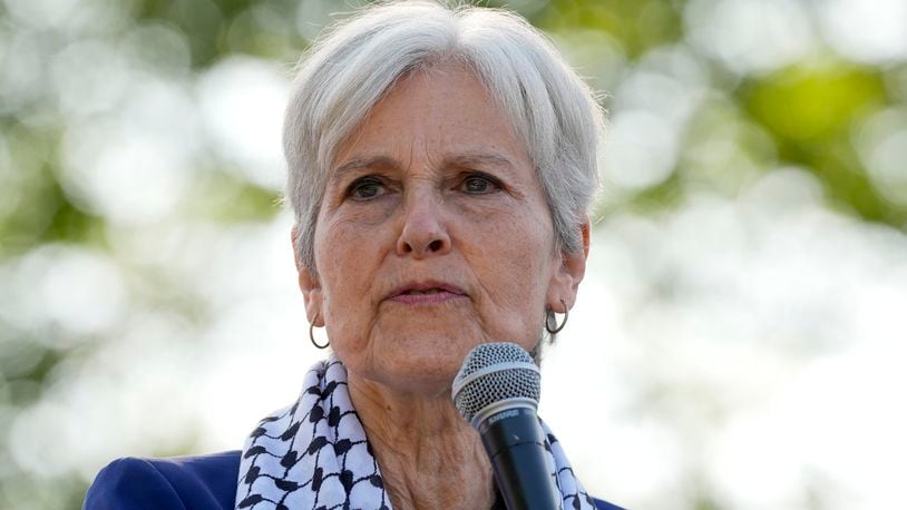 Green Party presidential candidate Jill Stein speaks during a rally at Union Park during the Democratic National Convention Wednesday, Aug. 21, 2024, in Chicago. (AP Photo/Alex Brandon)