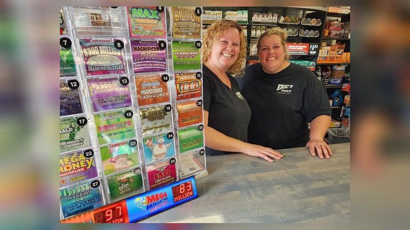 Shannon Jordon, left, and Holly Asher stand at the checkout counter at Don's Carry Out Monday, May 8, 2023 in Darrtown. Someone hit the lottery for $1.4 million with a ticket purchased from there last week.  NICK GRAHAM/STAFF