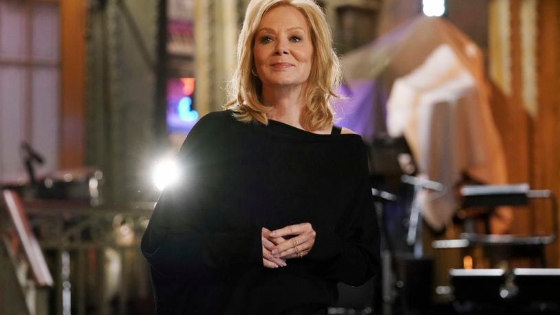 This image released by NBC shows Jean Smart during promos for "Saturday Night Live" on Tuesday, Sept. 24, 2024, at Studio 8H in New York. (Rosalind O'Connor/NBC via AP)