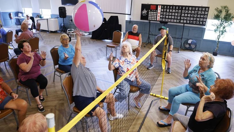 A group of seniors play chair volleyball Monday, Aug. 7, 2023 at Central Connections in Middletown. NICK GRAHAM/STAFF