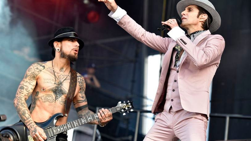 FILE - Dave Navarro, left, and Perry Farrell of Jane's Addiction perform at Lollapalooza on July 30, 2016, in Chicago. (Photo by Rob Grabowski/Invision/AP, File)