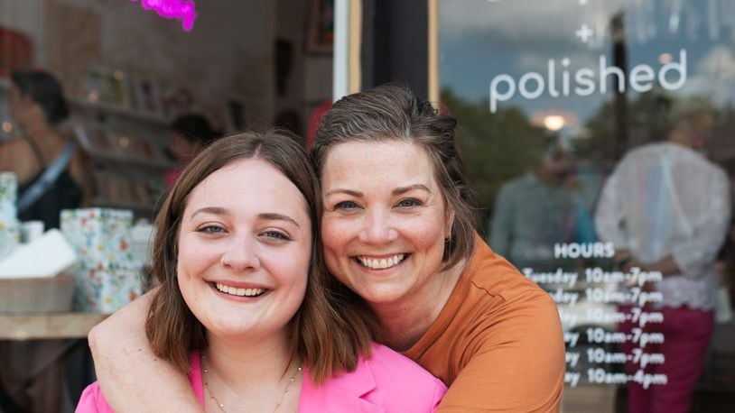 Abby O'Neal, owner of Polished Hamilton, with her mom Carrie O'Neal Brenner, owner of Scripted Studio. The businesses share a space at 306 Main St. in Hamilton.