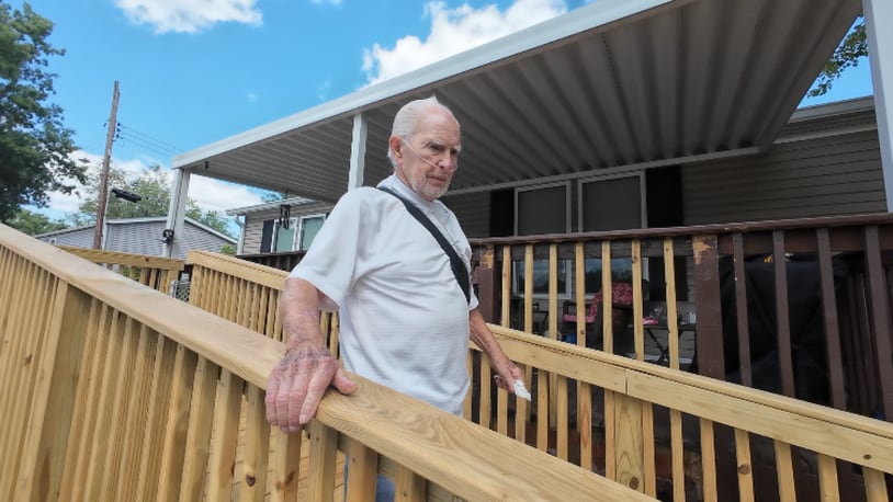 Everett Alsip on his ramp built by Clermont Senior Services, funded by CDBG funding. WCPO