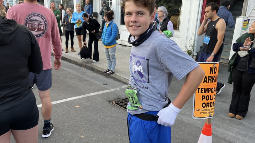 Nolan Runkle, 14, completed the Mount Desert Island Marathon in Maine last weekend. CONTRIBUTED