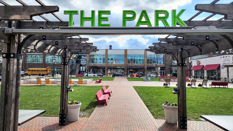 Liberty Center is a mixed use shopping, dining and living area in Liberty Township. There are several outdoor green spaces for activites. NICK GRAHAM/STAFF