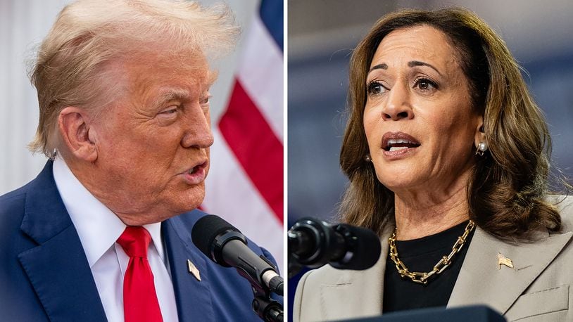 
                        In a two-photo combo, former President Donald Trump and  Vice President Kamala Harris, in August 2024. Harris and Trump will meet for the first time in a televised debate on ABC in September, a critical test in a fluid campaign that should draw tens of millions of viewers and that once had appeared to be in doubt. (Haiyun Jiang/The New York Times, Eric Lee/The New York Times)
                      