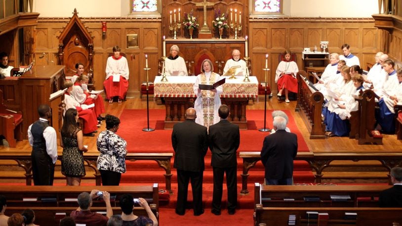 Rick Incorvati and his husband have their union blessed in 2013 at Christ Episcopal Church in Springfield where Incorvati is now a deacon. They married that same year in New York but the marriage wasn’t recognized in Ohio until last year’s U.S. Supreme Court decision. SUBMITTED