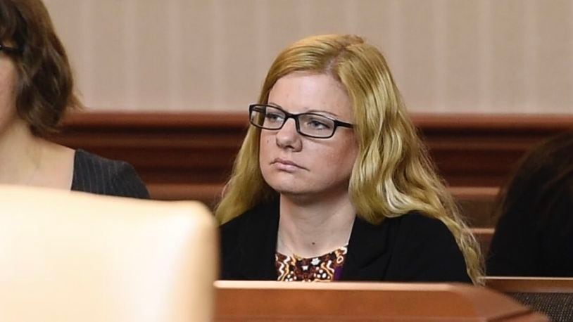 Lindsay Partin is pictured May 7 in Butler County Common Pleas Court before her case was continued until June 18.