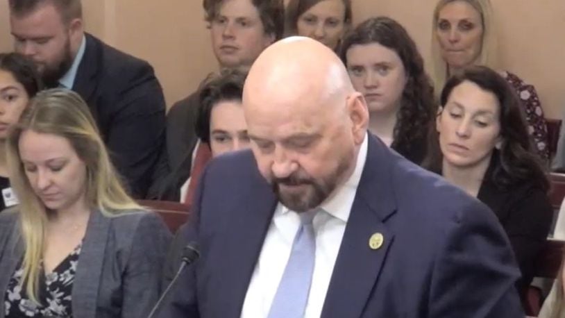 State Rep. Tom Young (R-Washington Twp.), who is sponsoring H.B. 92 with State Rep. Nick Santucci (R-Howland Township), speaks before the House Public Health Policy Committee on Wednesday, May 15, 2024. COURTESY OF THE OHIO CHANNEL