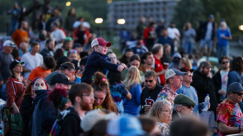 Eggy plays during first concert of the season Thursday, May 25, 2023 at RiversEdge Amphitheater at Marcum Park in Hamilton. NICK GRAHAM/STAFF