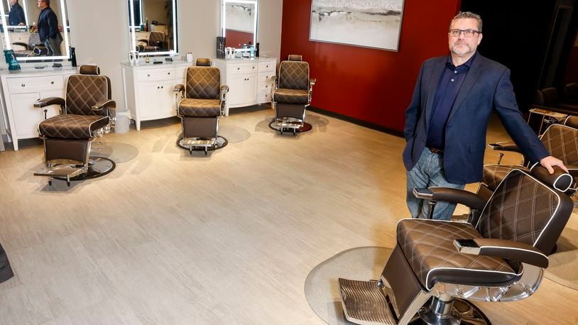 Larry Risher has opened a Kennedy's Barber Club location at 9332 Union Centre Blvd. in West Chester Township. Haircuts are finished off with a shampoo, a conditioning scalp massage and hot towel. NICK GRAHAM/STFF