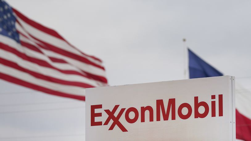 FILE - An ExxonMobil fuel storage and distribution facility in Irving, Texas, Wednesday, Jan. 25, 2023. (AP Photo/LM Otero, File)