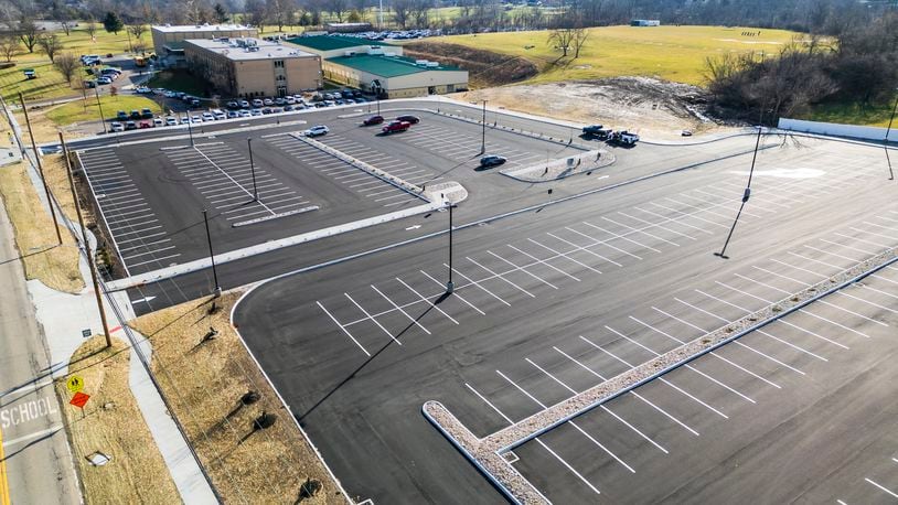 The new parking lot is completed at Badin High School in Hamilton. NICK GRAHAM/STAFF