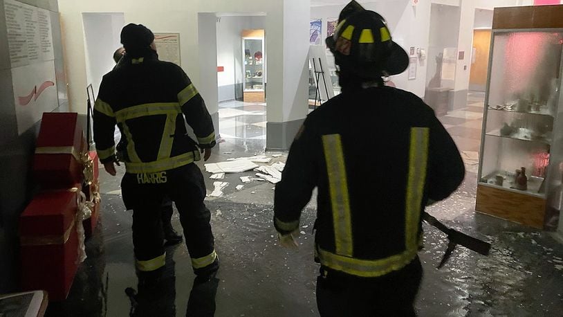 The Hamilton Fire Dept. responded to the Fitton Center for Creative Arts on Monument Avenue Saturday, Dec. 24, 2022 after a burst pipe caused a flood and sounded an alarm there. CONTRIBUTED