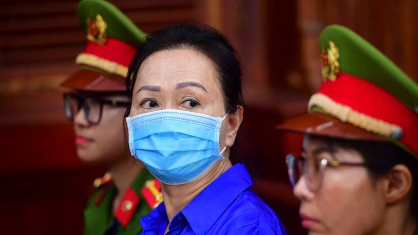 Business woman Truong My Lan, a real estate tycoon sentenced to death for financial fraud, attends her second trial in Vietnam's largest fraud case in Ho Chi Minh City, Vietnam Thursday, Sept. 19, 2024. (Thanh Tung/VnExpress via AP)