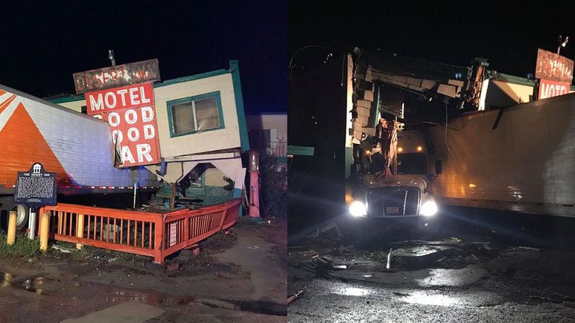 Authorities in Osceola County, Florida, are investigating after a semitrailer crashed into the historic Desert Inn on Sunday, Dec. 21, 2019.