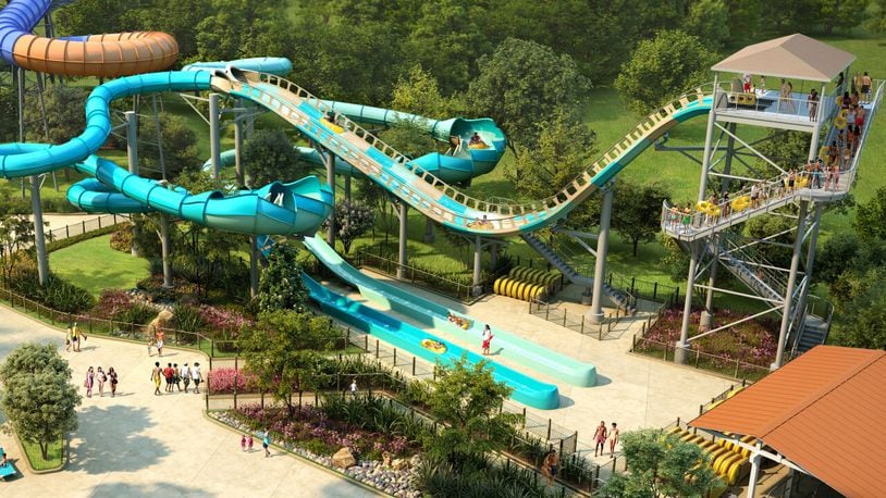 Kings Island provided this rendering of the new RiverRacers water coaster, which is expected to debut in the amusement park's Soak City in 2025. CONTRIBUTED