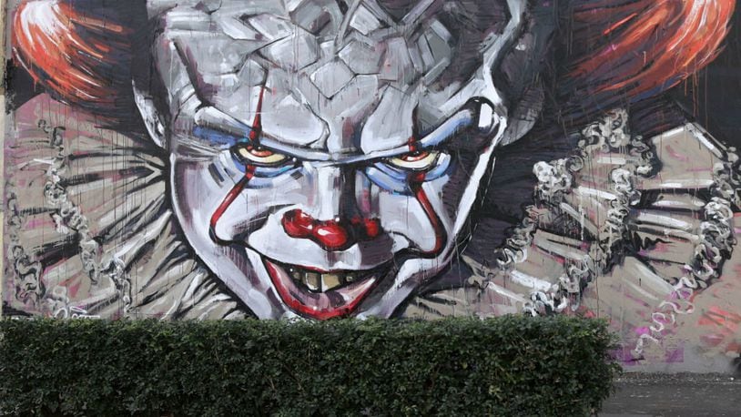 A wall mural of Pennywise the clown from the movie "IT" painted by Scott Marsh is seen on Cleveland street wall in the suburb of Chippendale on August 28, 2017 in Sydney, Australia.