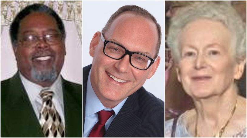 Incumbent Todd Moore (middle) and newcomers Cathie Mulligan (right) and Bruce Hughley Sr. (left) are the candidates for two open seats on Middletown’s five-member school board.