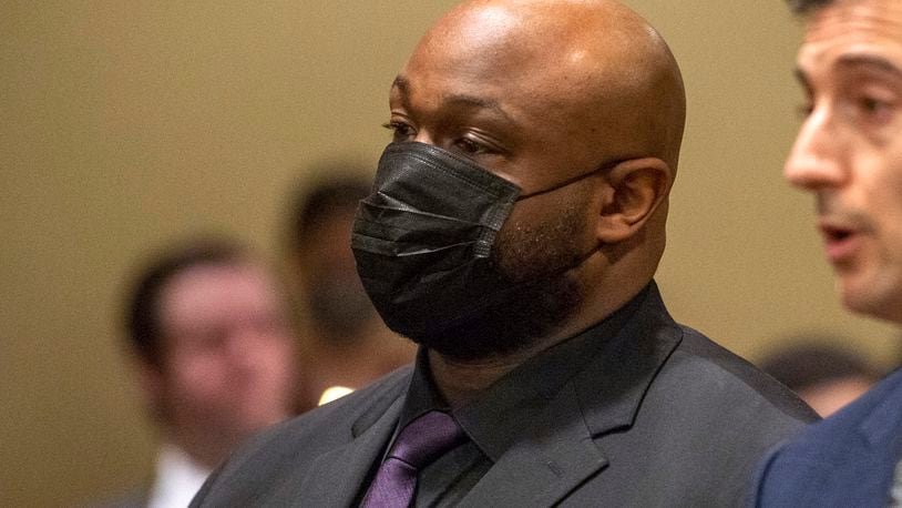 FILE - Former Memphis police officer, Desmond Mills Jr., accused of murder in the death of Tyre Nichols, appears with his attorney at an indictment hearing at the Shelby County Criminal Justice Center in Memphis, Tenn., Feb. 17, 2023. (AP Photo/Brandon Dill, File)