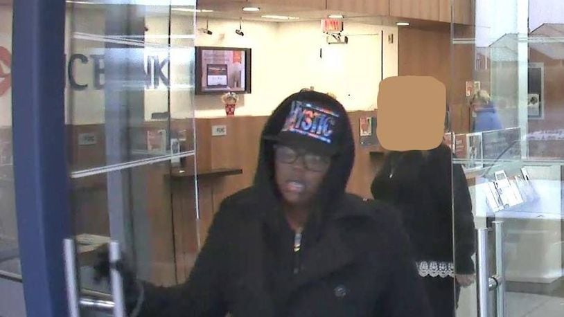 Can you identify this person? She is a suspect in a robbery this morning at PNC bank on Princeton Road. FAIRFIELD TOWNSHIP POLICE DEPARTMENT.