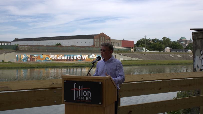 Hamilton Community Foundation CEO and President John Guidugli spoke during about Hamilton's renaissance during its newest mural dedication on July 2.