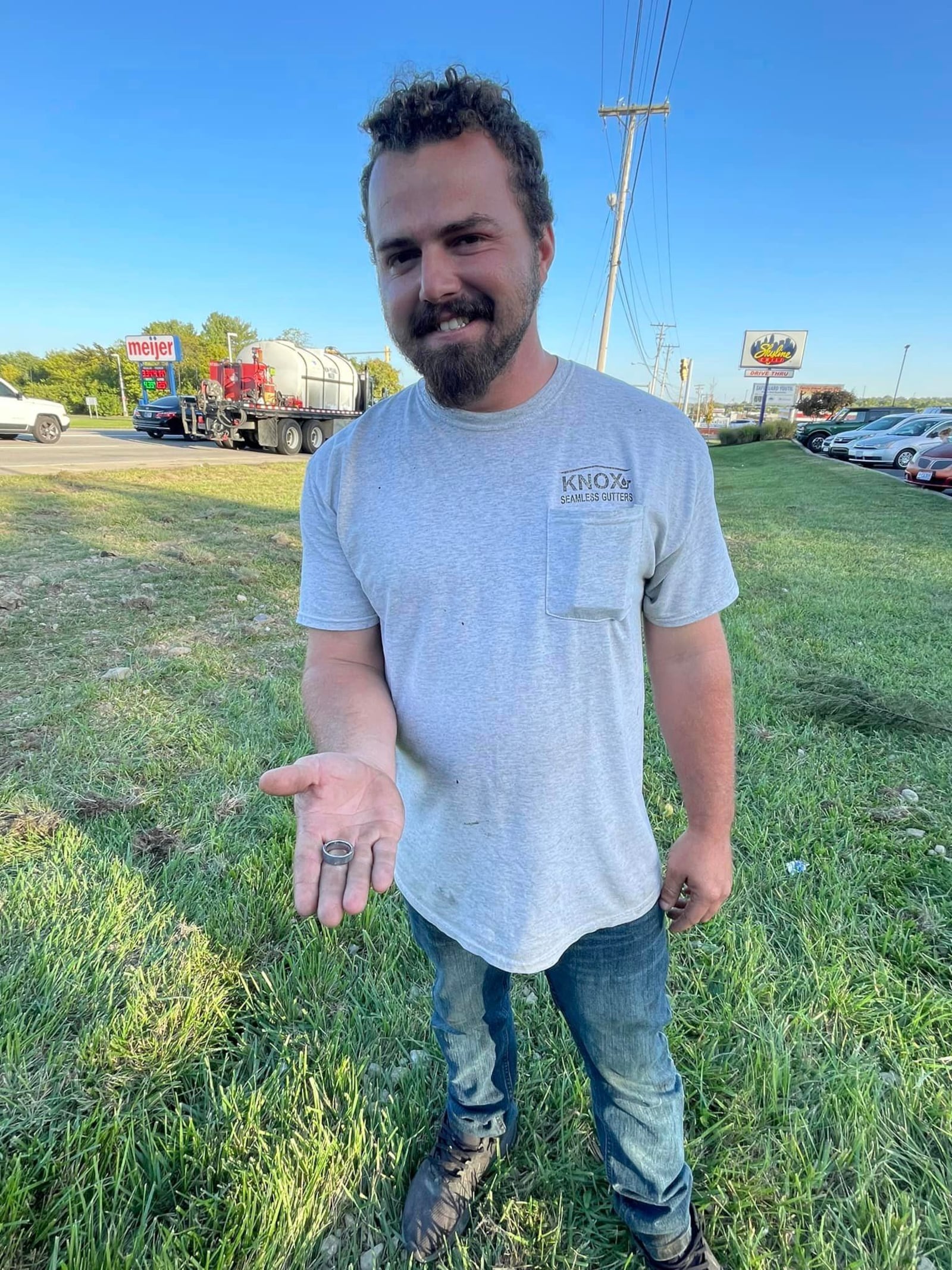 Kyle Knox, a Jergensen employee on his day off, found the missing wedding ring of his co-worker, Damion Winkler, at a site in Hamilton where Winkler was injured. CONTRIBUTED