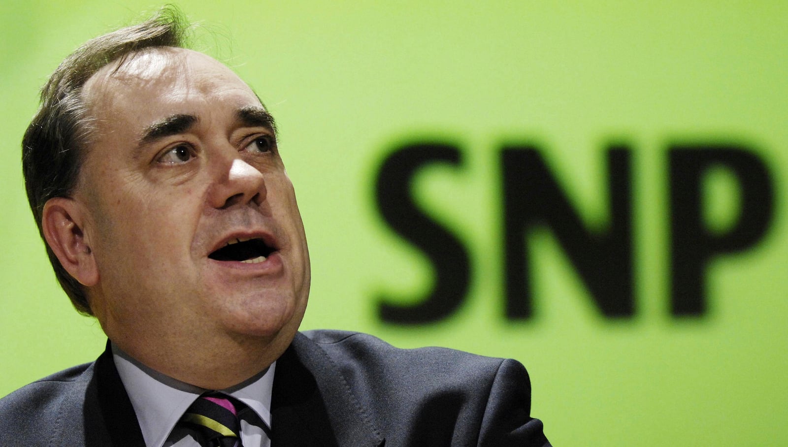 File photo dated 18/03/07 of FILE - Alex Salmond addresses the Scottish National Party (SNP) conference at Glasgow Science Centre on March 18, 2007. (Danny Lawson/PA via AP)