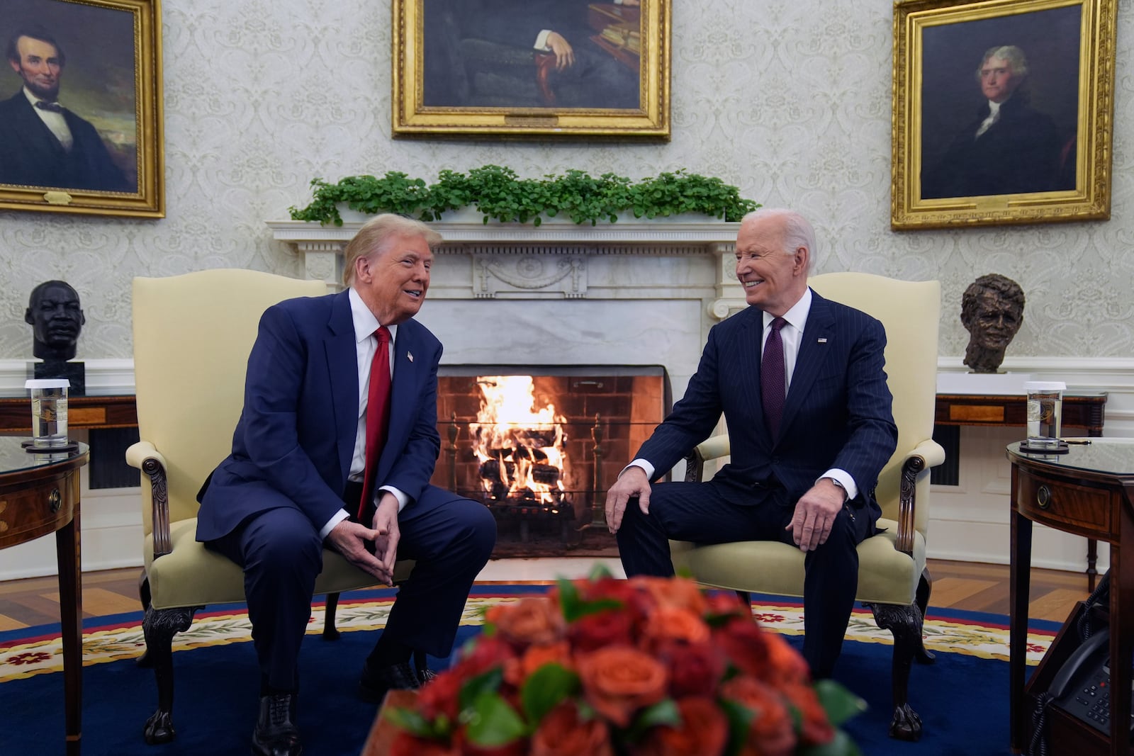 President Joe Biden meets with President-elect Donald Trump in the Oval Office of the White House, Wednesday, Nov. 13, 2024, in Washington. (AP Photo/Evan Vucci)