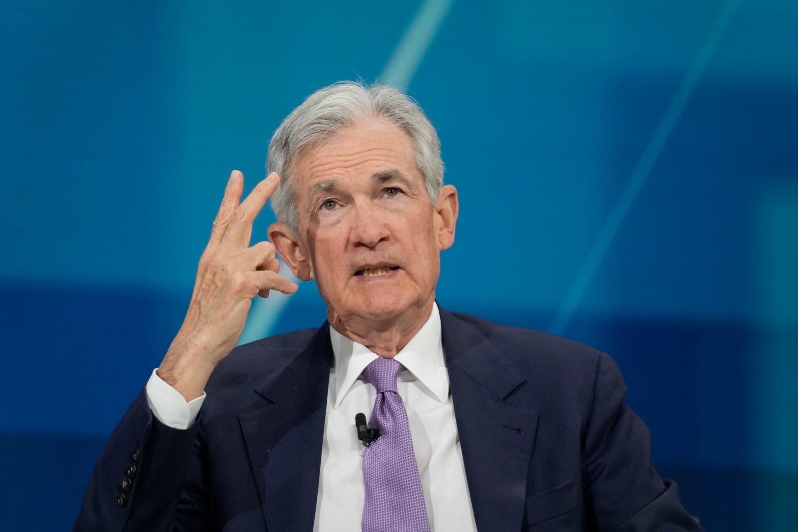 Federal Reserve chair Jerome Powell speaks at the DealBook Summit in New York, Wednesday, Dec. 4, 2024. (AP Photo/Seth Wenig)